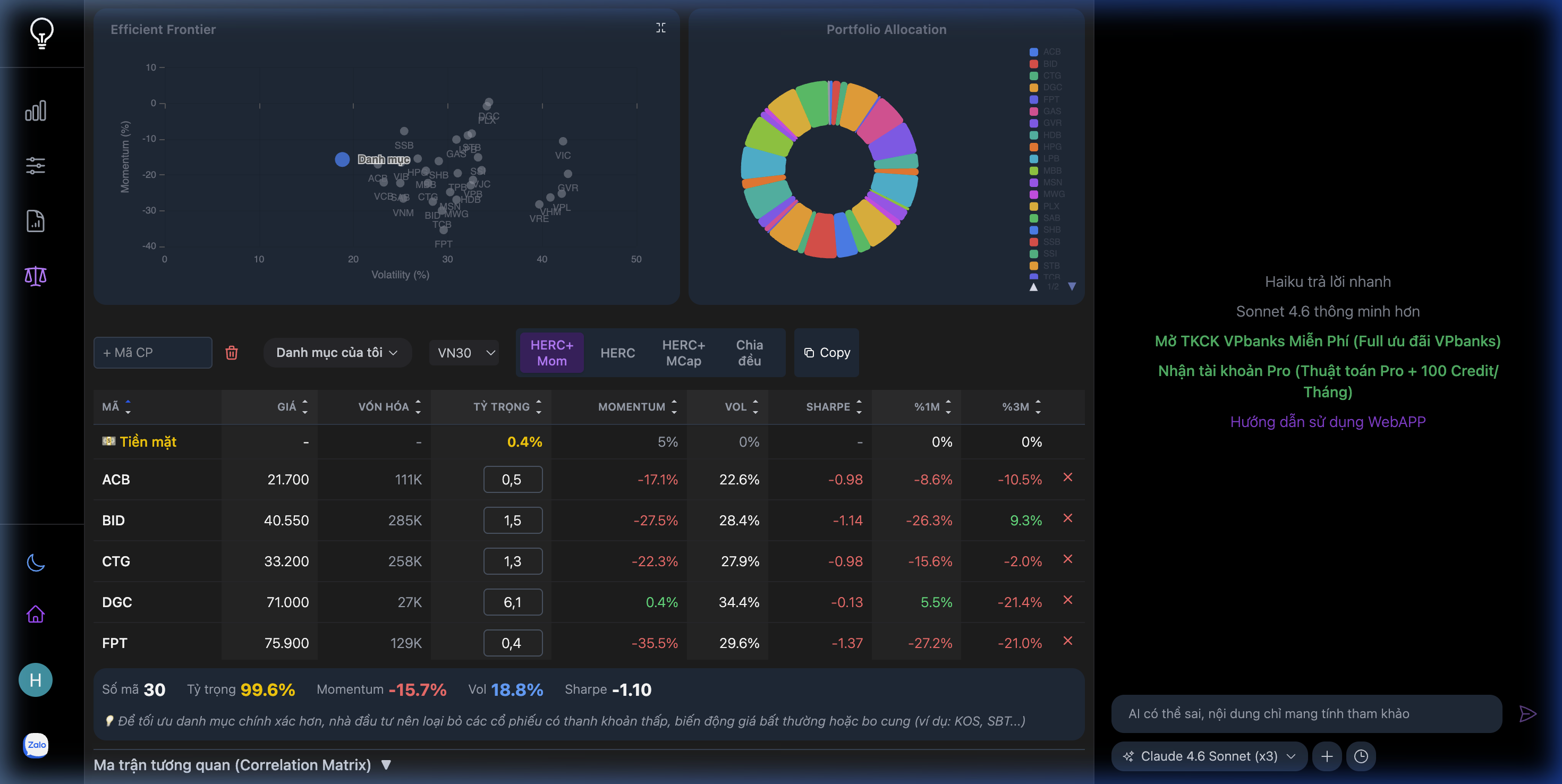 Portfolio Management — Efficient Frontier và HERC Optimization