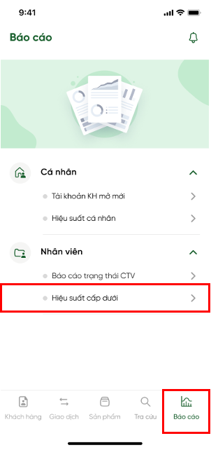 Báo cáo hiệu suất cấp dưới