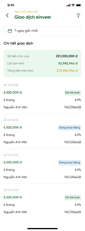Chi tiết GTGD eInvest - 2