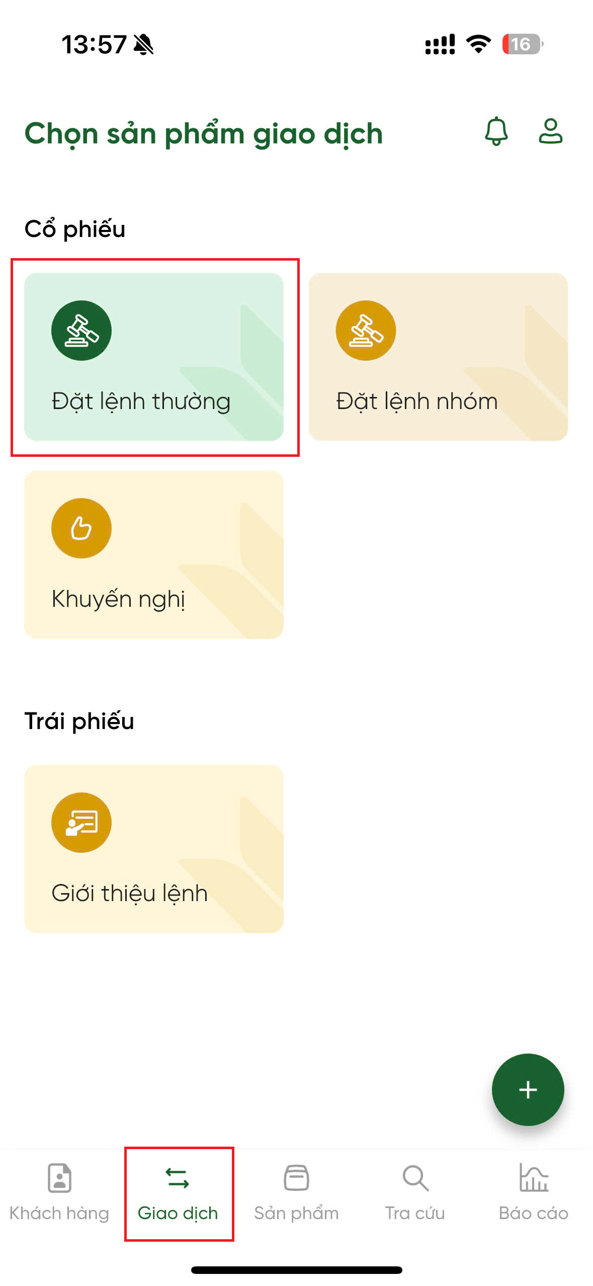 Bước 1 - Đặt lệnh thường