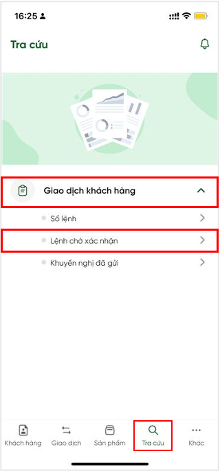 Theo dõi xác nhận lệnh