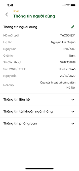 Thông tin người dùng - Expand