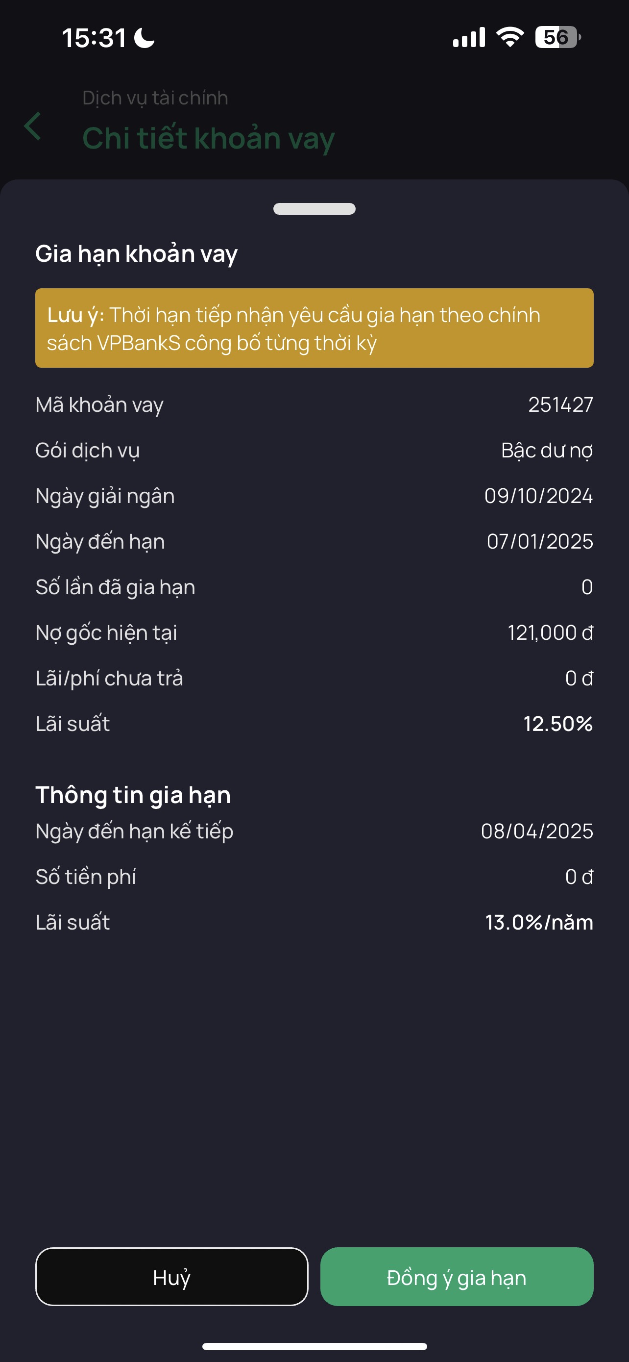 Chi tiết gia hạn