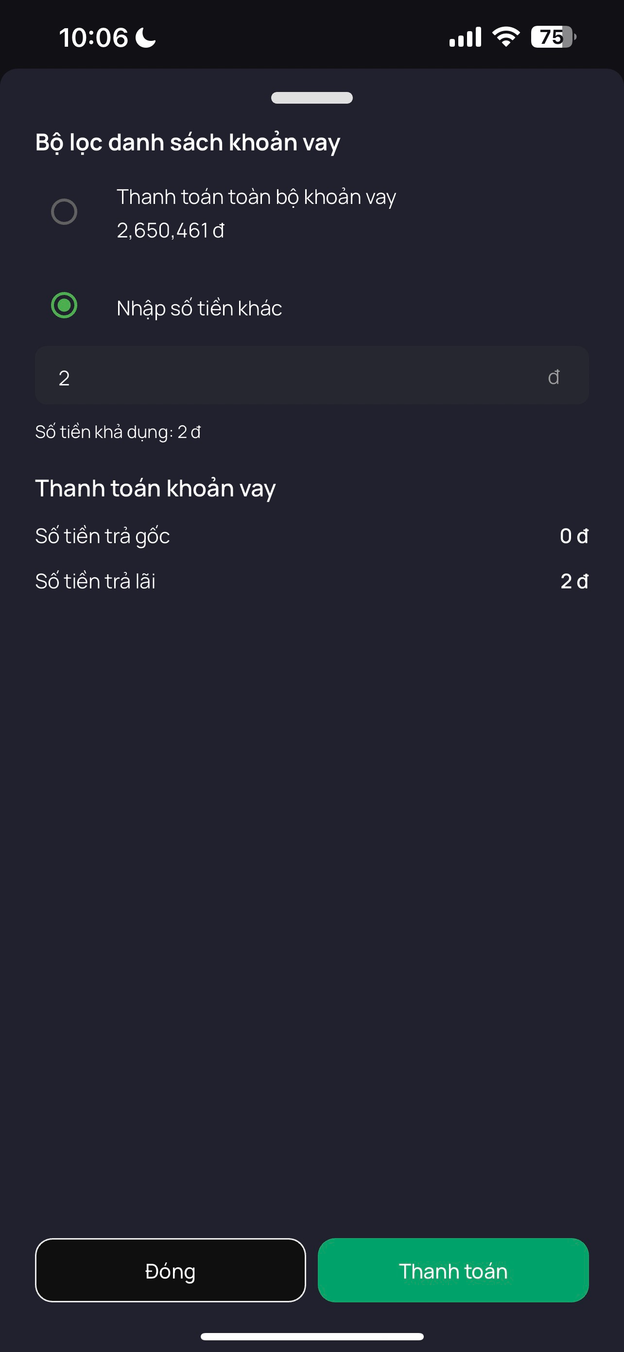 Chi tiết thanh toán