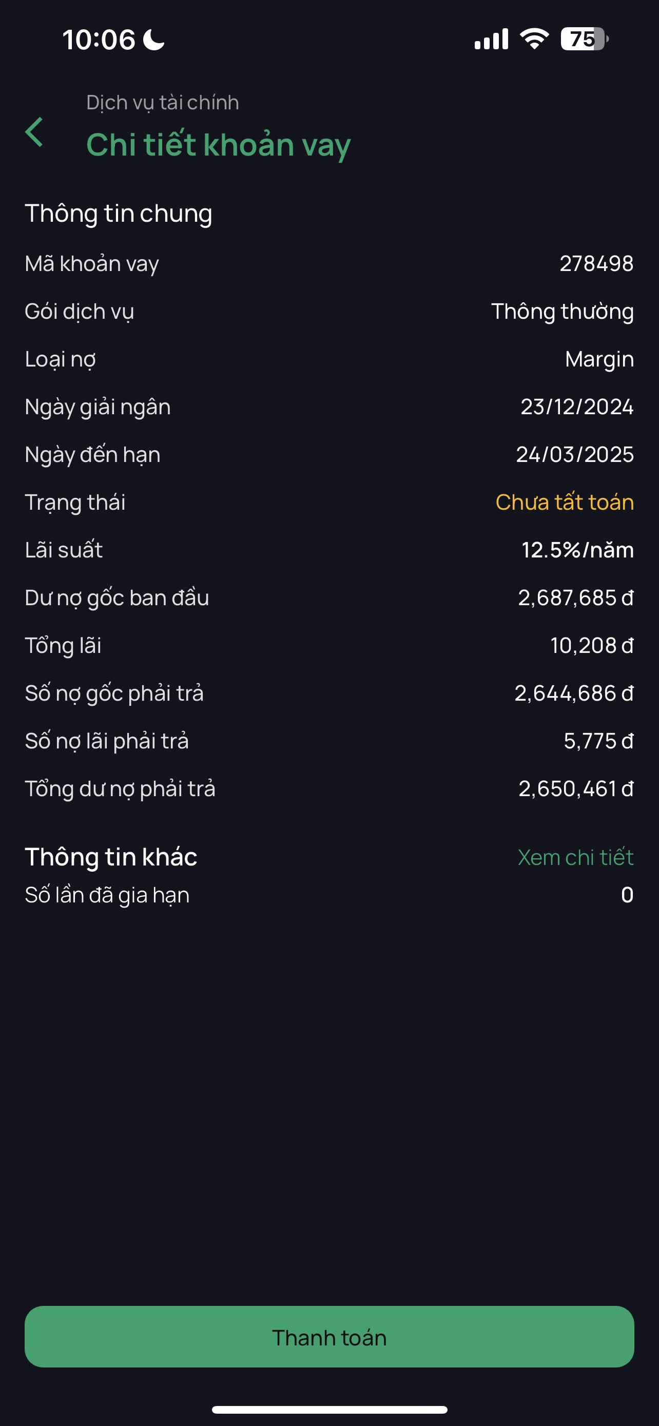 Chi tiết khoản vay