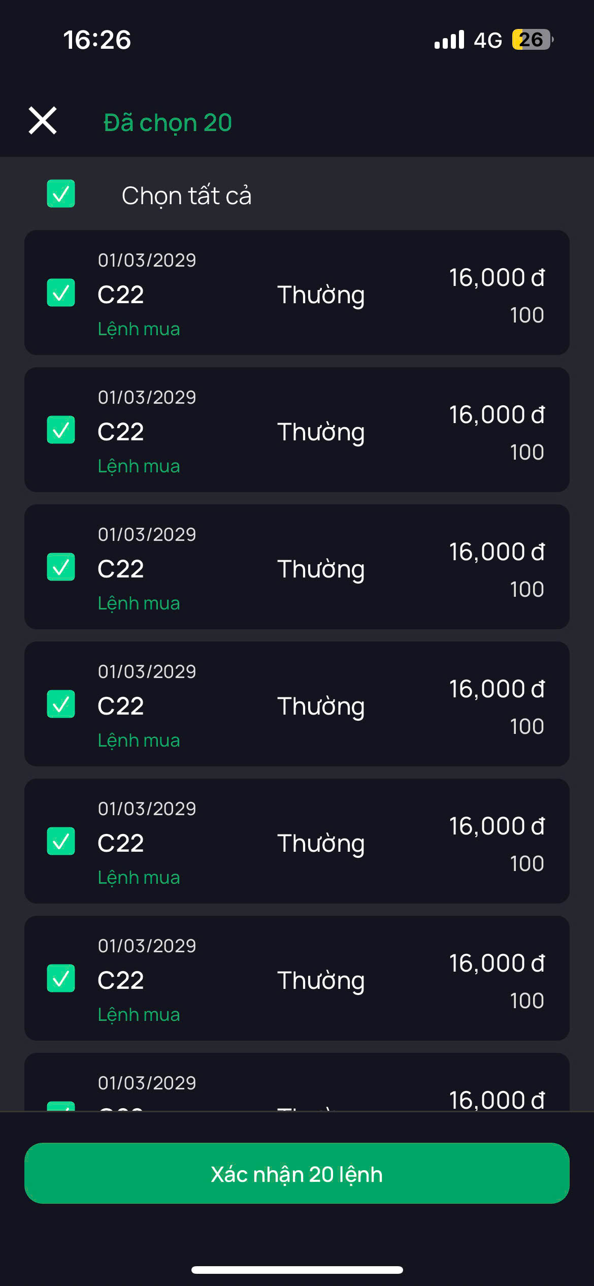Xác nhận nhiều lệnh