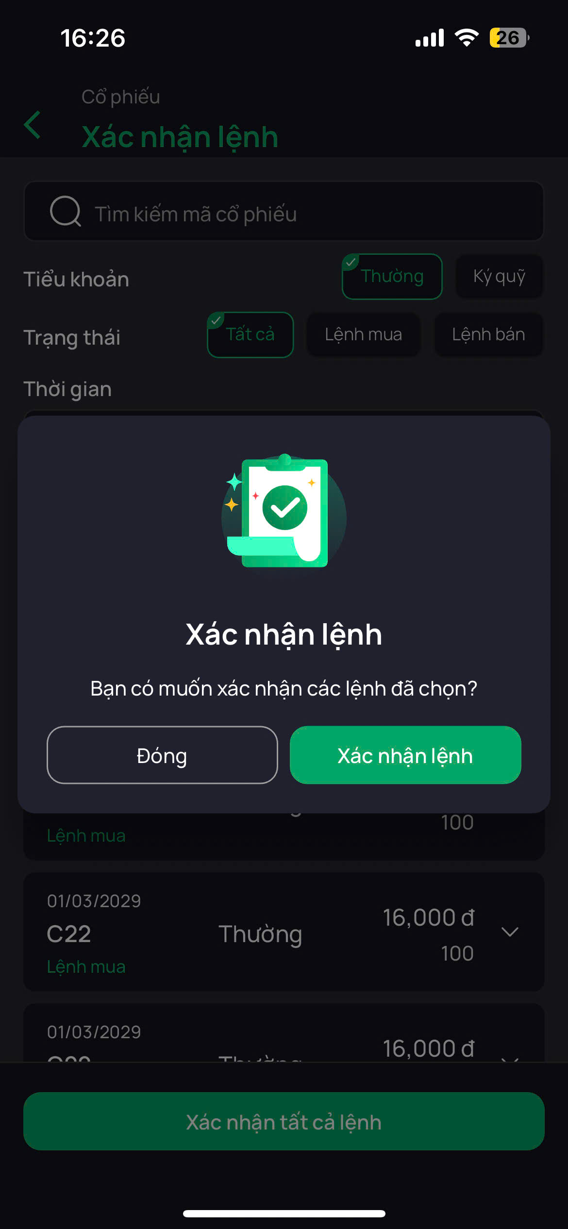 Pop-up Xác nhận
