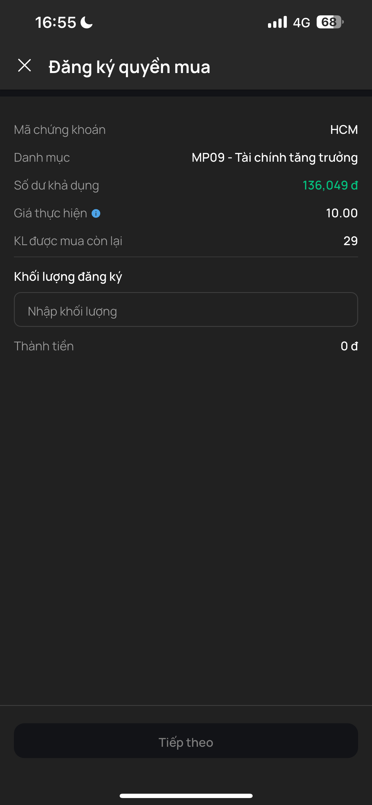 Nhập khối lượng