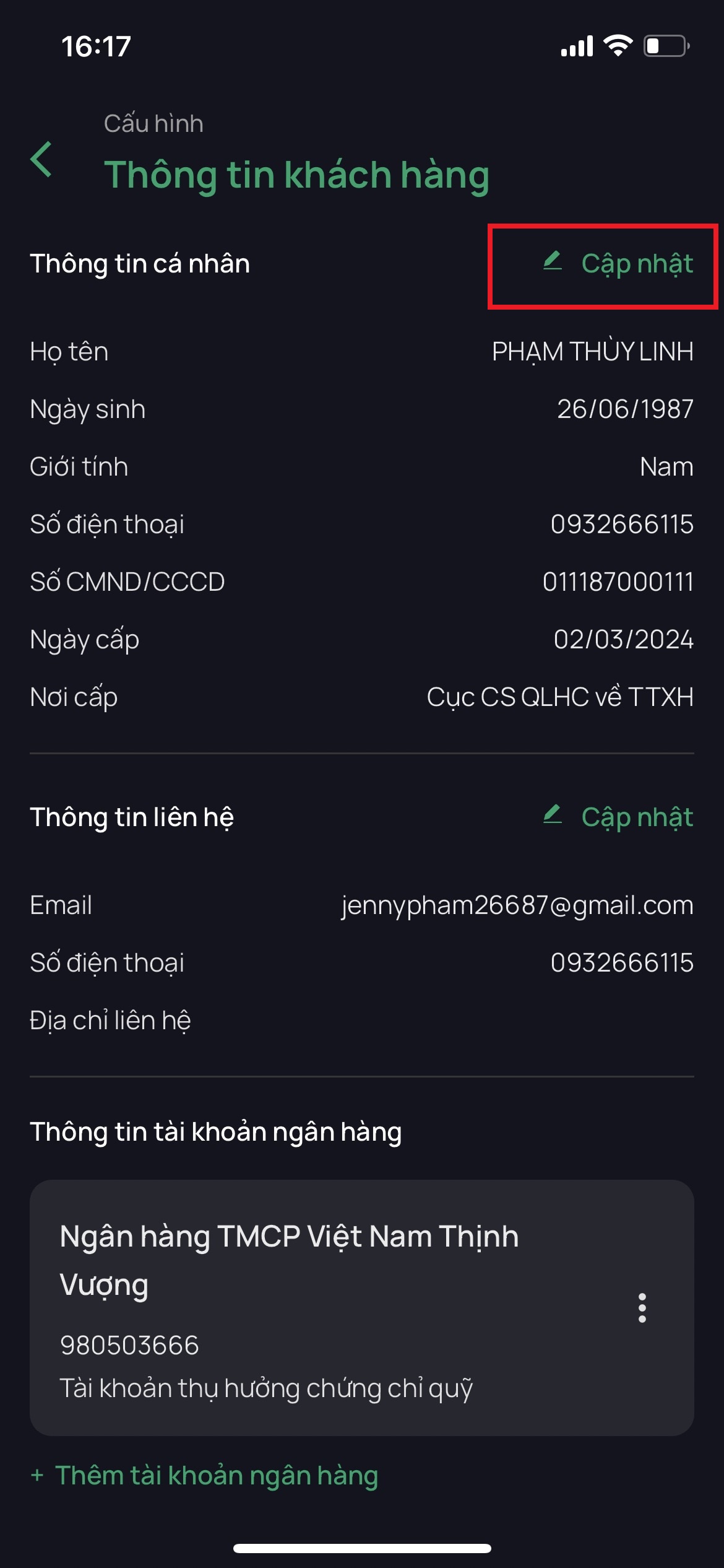 Tính năng Cập nhật