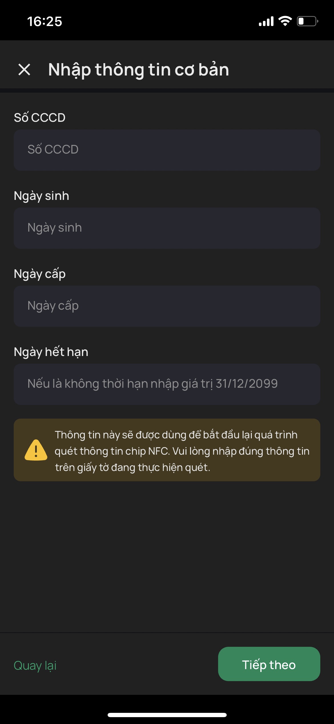 Hướng dẫn quét NFC giấy tờ