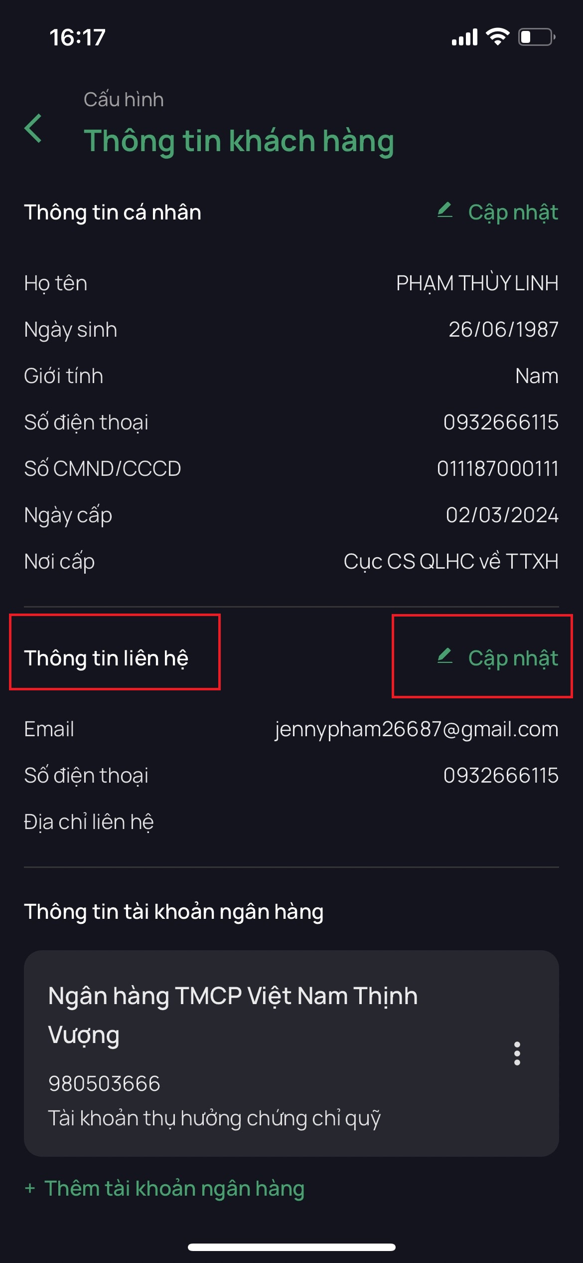 Tính năng Cập nhật