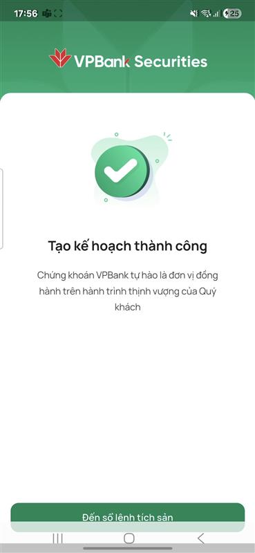 Tạo kế hoạch thành công