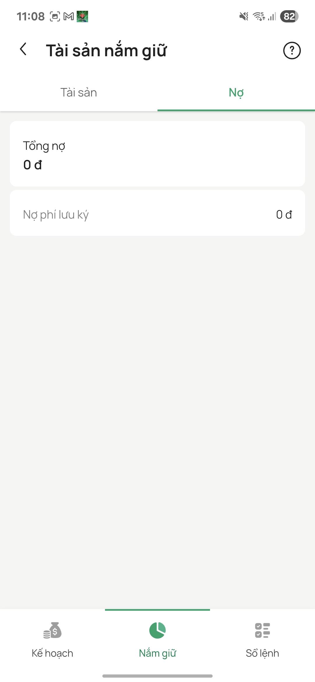 Tab trạng thái nợ